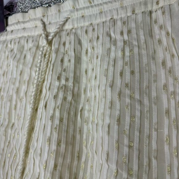 TRYB skirt boho fringe cream white gold polka dotted tassel luxury beachy vibe - Picture 4 of 11